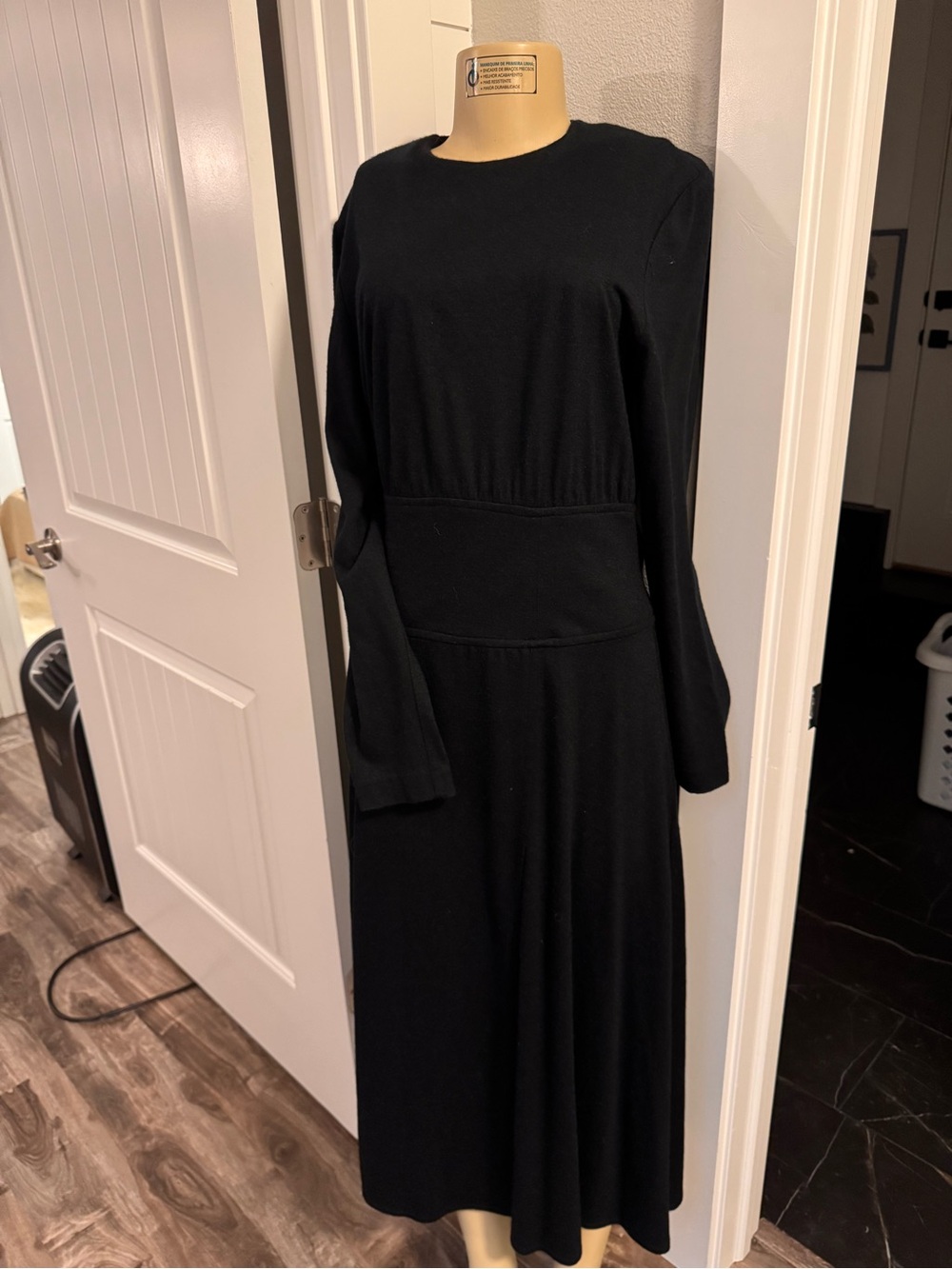 Neiman Marcus Black Long-Sleeve Maxi Dress